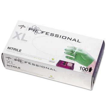 Medline Professional Nitrile Exam Gloves With Aloe, X-large, Green, 100-box freeshipping - TVN Wholesale